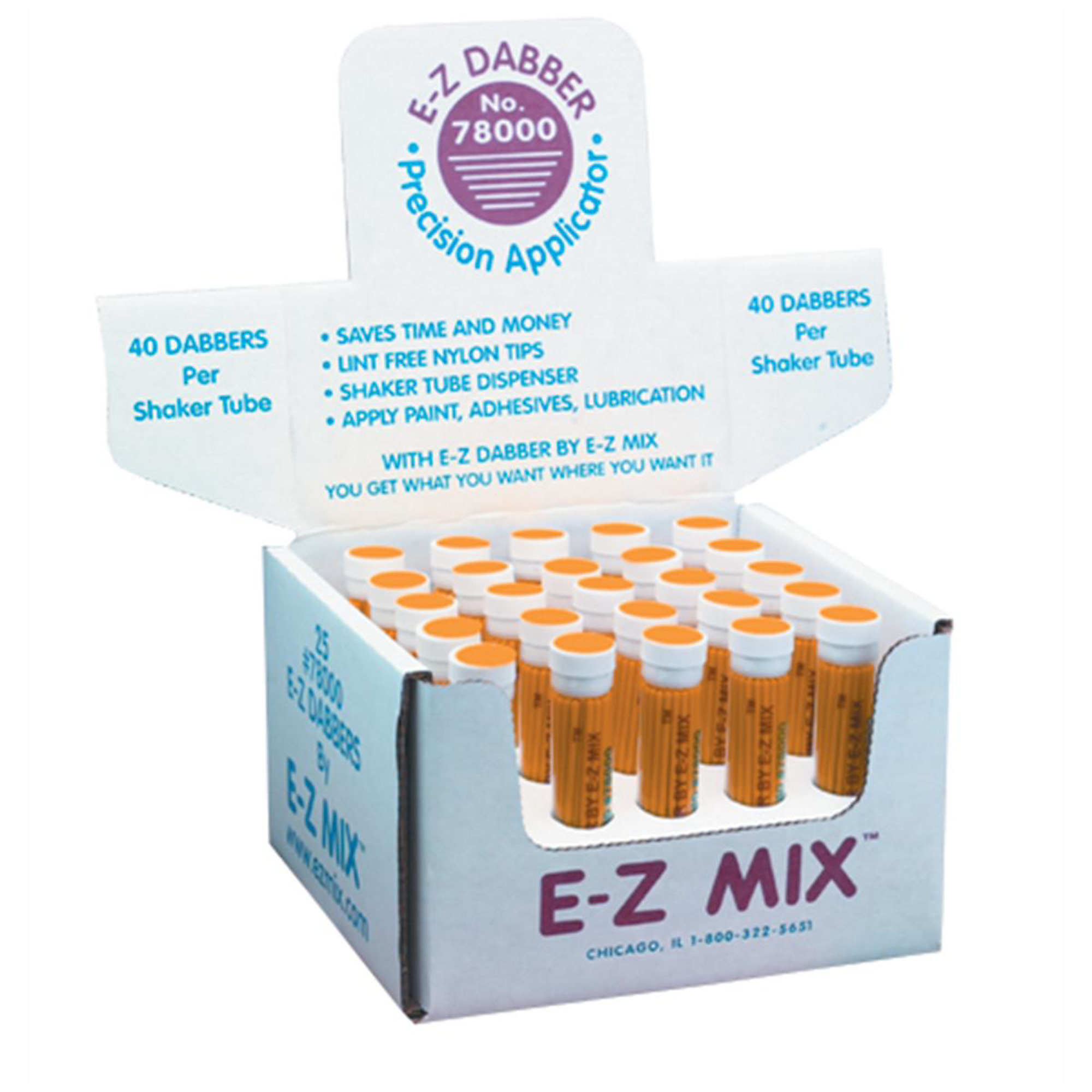 E-Z Mix E-Z Dabber Counter Display — 40 Per Tube, 25 Tubes, Model# EZX78000